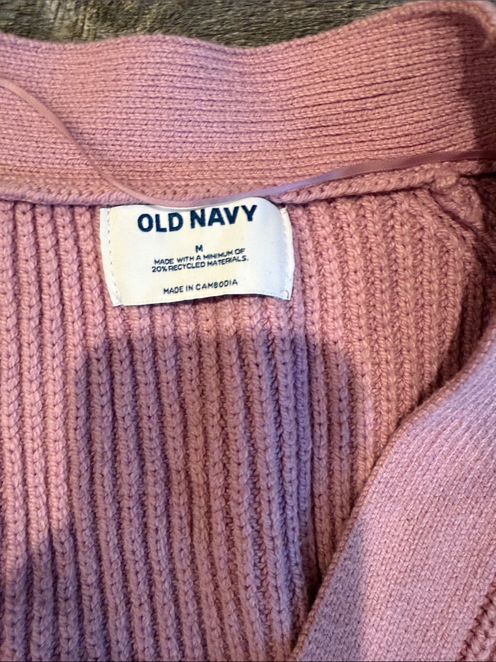 Old Navy Pink Ribbed Button Cardigan - Picture 3 of 4